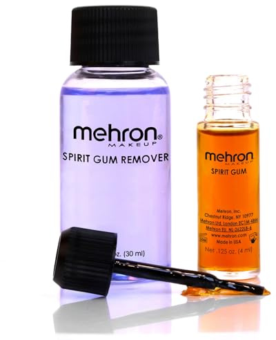 Mehron Makeup Spirit Gum & Remover Combo Kit | Spirit Gum Adhesive and Remover | Professional Cosmetic Glue for Face, Skin, & Body