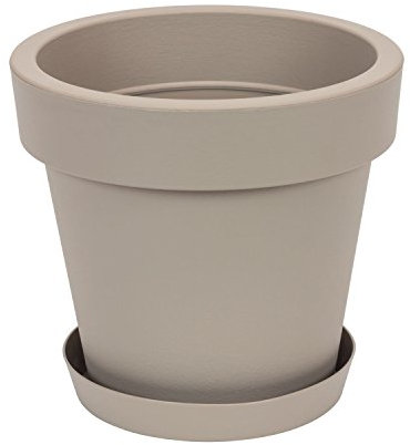 Prosperplast Blumentopf Übertopf inkl. Untersetzer Blumenkübel 34.5 x 32 cm Mocca Pflanzkübel Pflanztopf Kunststoff Lofly