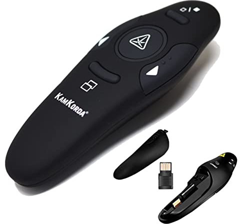 KamKorda Presentation Clicker, Clicker for PowerPoint, Board Clicker, Presentation Pointer, for Teachers, University, College Lectures - Black