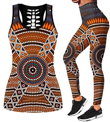 DRZHEAM Yogakläder, sockerskalle, för kvinnor, 2-delat höstigt set, linne, leggings, träningskläder för flickor, gul-a, M