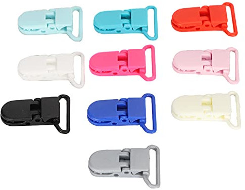 Pssopp 10 Uds Sujetadores de Clips de Chupete Clips de suspensión Clips de Chupete de plástico Soporte de Chupete simulado para mordedor Binky Mantas de bebé Accesorios