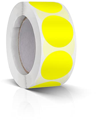 500 unidades de etiquetas adhesivas redondas de 25 mm con codificación por colores, rollo de pequeños puntos adhesivos amarillos de Meitaat