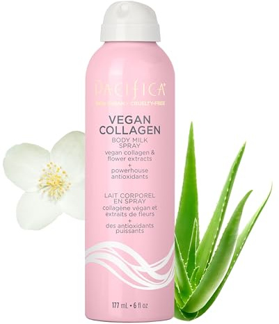 Pacifica Spray Lotion for Body - Vegan Collagen Body Milk Spray – Hydrating Moisturizer Mist Fast-Absorbing Instantly Hydrates & Softens Skin Jasmine & Vanilla Natural Scent Clean Beauty Non-Aerosol