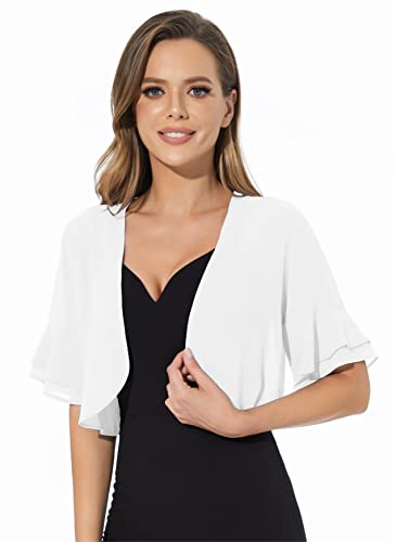 Sepsap Women's Black Chiffon Formal Shrug for Evening Dress