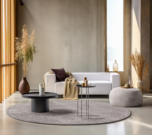 freundin Home Collection Shaggy Teppich Rund – Flauschiger Hochflor Wohnzimmerteppich – Einfarbig Weich Pflegeleicht Langflor für Wohnzimmer, Esszimmer, Schlafzimmer, Kinderzimmer – Beige Braun, 100cm