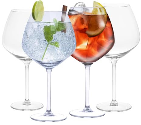 alpina Verre Gin Tonic Lot de 4 Grands Verres à Cocktail - Adaptés Au Verre Ballon Cocktail et aux Cocktails - 73 cl