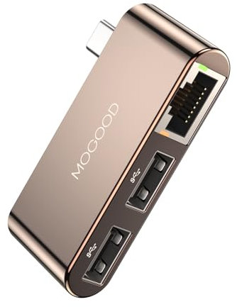 MOGOOD Adaptador USB C a Ethernet Tipo-C Gigabit Ethernet 1Gbps 3 en 1 Adaptador de Red LAN USB a RJ45 para MacBook Pro/Air, iPhone 15 Pro/MAX, DELL XPS, Galaxy S8-S23 y más.