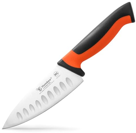 Humbee NSF Certified 6-Inch Chef Knife – High Carbon Stainless Steel Kitchen Knife with Color-Coded Ergonomic BPA-Free Handle – Durable Full Flat Grind Blade, DT12 Series, Orange