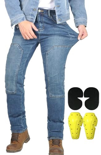 SHUOJIA Hombres Pantalones De Motociclismo para Pantalones De Carreras De Motocross con Pantalones Anti Caída,Jeans De Moto Reforzados, 4 X Equipo De Protección (Blue-B,4XL)