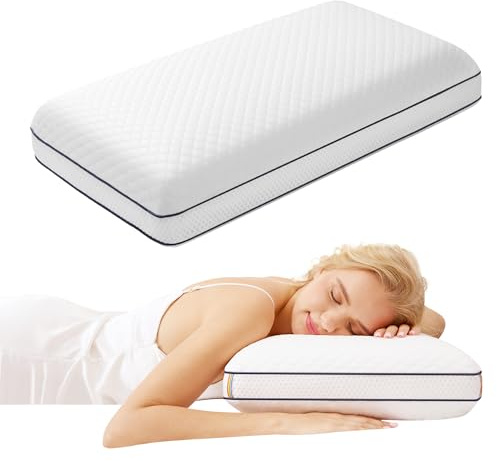 Autsel Oreiller Mémoire de Forme Ergonomique pour Cervicales Douloureuses, Orthopédique sur Le Dos ou sur Les Côtés, Housse Amovible, 60x40x12cm