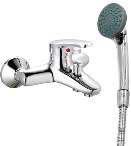 VOLTIX Rubinetto Vasca da Bagno in Cromo, Miscelatore Vasca con Acqua Calda e Fredda Regolabile, Rubinetto Vasca Design Moderno e Resistente
