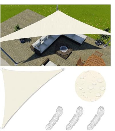 Sun Shade Sail Triangle Waterproof 98% UV Block Garden Sunscreen Awning Canopy with Rope and D-Ring Breathable Triangle Patio Sail Pergola for Outdoor Garden Patio Yard Lawn 4.2x4.2x6M