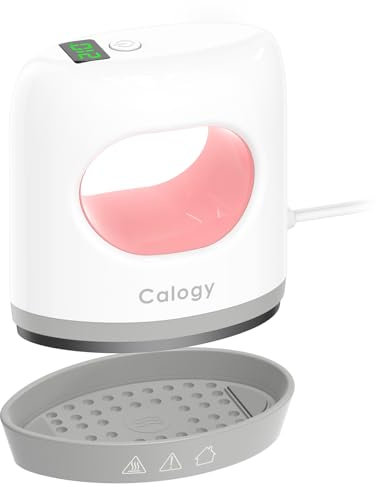 Calogy Mini Transferpresse Plottermaschine Heizpresse, Kleine Bügeleisen 4 Stufen Temperatur max 210℃ Schnell heiß Präzision Heißpresse für T-shirts, Schuhe, Tassen und DIY Basteln (Weiß Rosa)