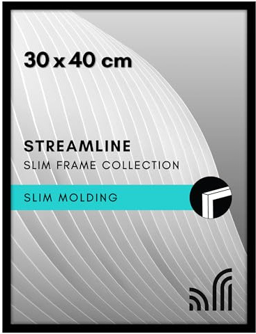 Americanflat Cornice 30x40 cm Nera - Cornice per Foto 40x30 cm con Bordo Sottile e Pannello Protettivo in Plastica - Portafoto con Ganci Seghettati Integrati per Pareti