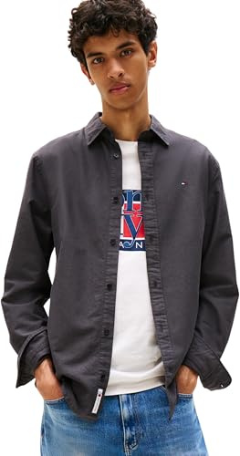 Tommy Jeans Tjm Reg Oxford Shirt Ext Dm0Dm21298, Camicia a Maniche Lunghe, Uomo, Nero (Black), S