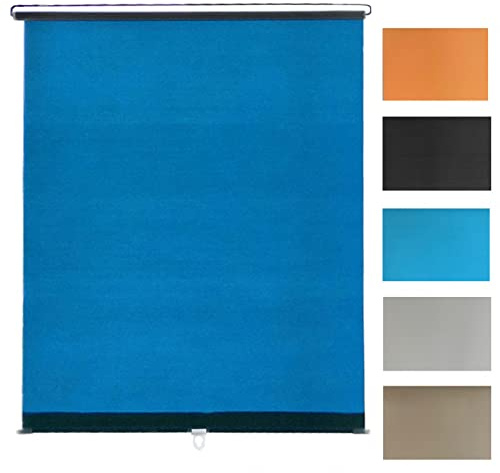 Estor enrollable opaco con ventosas, mini persiana para ventana, sistema de resorte, fácil instalación, azul, 65 x 125 cm, para decoración del hogar