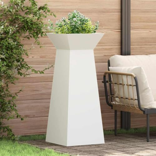 Pot de fleurs à colonnes - Blanc - 40 x 40 x 101 cm - Pot de fleurs durable pour jardin et terrasse - Pot de fleurs d'extérieur robuste pour plantes - Design moderne