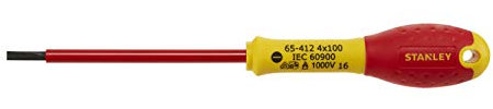 Stanley 1-65-412 Fat Max Screwdriver Insulated Slotted 4X100Mm-Red And Yellow
