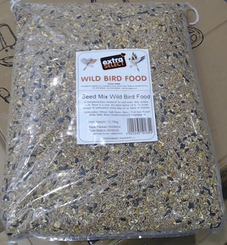 Extra Select Wild Bird Seed Mix with Black Sunflower Seeds, Wheat, Dari, Millet Seeds - Nutrient Rich Wild Bird Food for Small Birds - 12.75kg