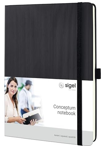Sigel Notebook hårt fodral fyrkantig tablet-size Svart | CO117, fyrkantig, svart, perfekt som dagbok, bullet journal, idébok eller anteckningsbok