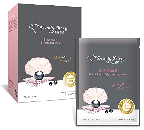 My Beauty Diary-Black Pearl Brightening Facial Mask, Intense Brightening and Ulta Hydrating, Rich Nutrition to Revitalize Dull Skin (8 Combo Pack)