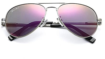 Pro Acme Polarized Aviator Sunglasses for Men and Women 100% UV Protection, 58mm (Silver Frame/Purple Mirrored Lens)