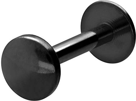 PIERCINGLINE titan labret kontakt innergänga | Flat DISC | Piercing läppar näsa öra | Färg- och storleksval e 6 mm stånglängd | 4 mm discsize, colore: svart, cod. IXT512-SW-6-4