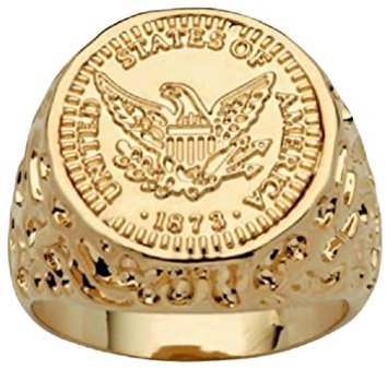 Adlerring für Herren, Ring des amerikanischen Weißkopfseeadlers, USA Flying Eagle Ring, Patriotische Ringe mit Goldadler-Medaille, Nordischer Wikinger-Hawk-Adler-Ring, Punk Animal Eagle Schmuck (20.6)