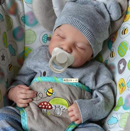 Lonian 19Pouces Poupée Reborn Garcon Réaliste Yeux Fermés Corps en Vinyle Souple Fait à la Main Nouveau-né bébé Ressemble à Un Vrai bébé (Corps en Silicone)