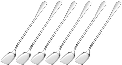 sourcing map Set of 6 Stainless Steel Ice Cream Spoons, 7.5-Inch Yogurt Spoons Dessert Spoons Shovel Cake Spoons for Home, Kitchen, Restaurant, Silver