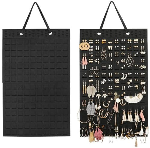 XCVCVB Porte Bijoux Mural a Accrocher Suspendre Organiseur Feutre Organisateur Suspendu sur Porte Organisateur de Bijoux Suspendu Jusqu'à 300 Paires Convient aux Femmes et aux Jeunes Filles