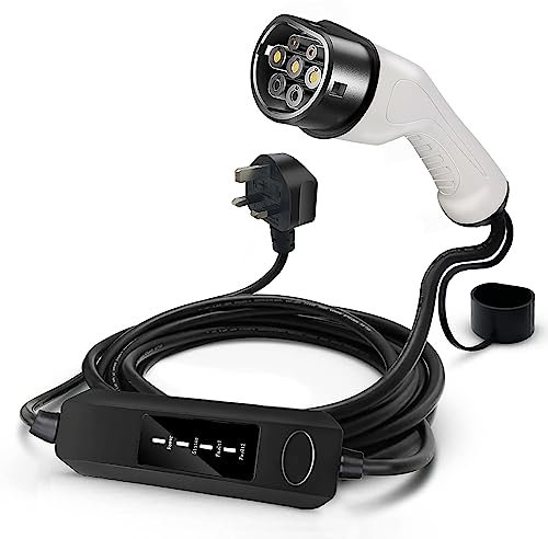 EV Charger Type 2 to 3 Pin Plug 5M, Max.3kW Electric Car Charger, Electric Car Charging Cable, IP55 Water Proof, Electric car charger Cable(IEC 62196-2 Type 2 Female)