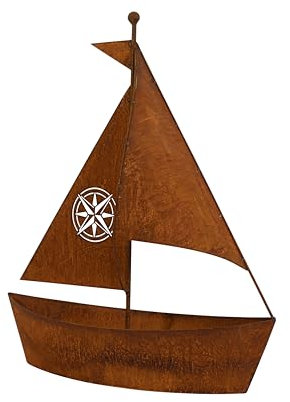 Bornhöft Edelrost Schiff zum bepflanzen Gartendeko 46cm x 40cm rostige Garten Deko Teich Angler Maritime Dekoration (46cm)