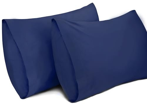 Lirex 2er Pack Kissenbezug 40 x 60 cm - 100% Baumwolle Kissenbezüge-Anthrazit-Kissenhülle-Hypoallergen, Oeko-TEX Zertifiziert, Dunkelblau