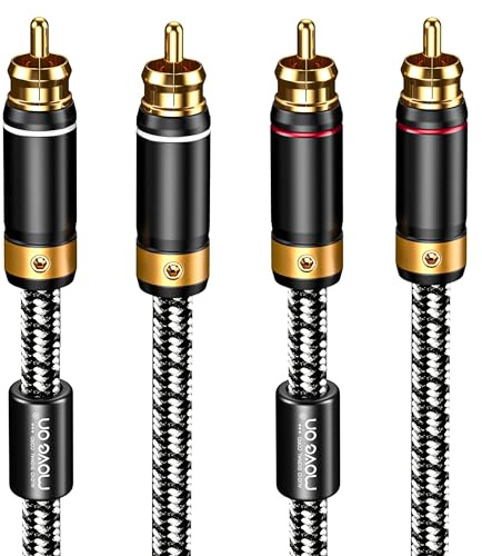 Primeda audiophile RCA cable, 2M/6.5FT 2 rca male to male, used for stereo subwoofer stereo audio cable with silver plated 4N oxygen free copper core and ferrite core