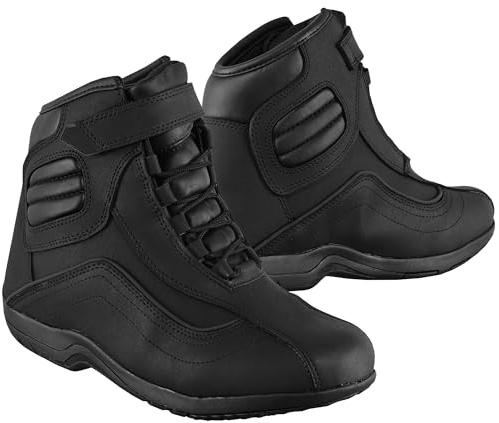 Vaster Moto Bottes de moto pour homme Chaussures de moto imperméables Bottes de course Chaussures de motard avec lacets, Noir , 43 EU