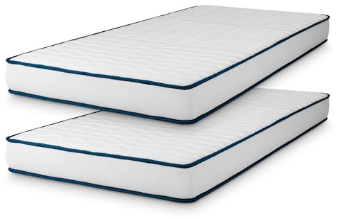 NATURALEX - ViscoCarb. - Pack de 2 Matelas 80x200-15 cm | Mousse HR + Mémoire de Forme + Blue Latex - Confort Équilibré - Haute Densité - Thermorégulateur - Durable - Réversible