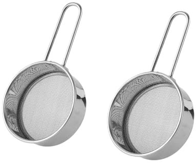 HSTWODE 2-pack mini mjölsil för bakning, mjöl eller florsockerströare dammvippa med handtag, rostfritt stål bakverktyg dammmjöl sil för socker, mjöl, pulver och kryddor