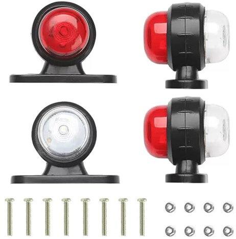 lbxtswpl LED Side Marker Lights, 4PCS 12/ 24V Trailer Side Light, Double Side Warning White & Red Light, Indicator Parking Light Clearance Lights for Truck Trailer Lorry RV Caravan