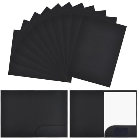 Lot de 20 Chemise Cartonnée A4 avec Rabat,350gsm Porte Documents Carton avec Fentes,Pochette de Classement en Papier Kraft,Chemise de Presentation Dossier Carton A4 pour Bureau Scolaire (Noir)