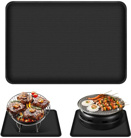 Tapis Ignifuge 60 x 40 cm, Tapis Résistant à la Chaleur, Noir Tapis de Barbecue, Tapis Barbecue Sol Exterieur, Tapis de Cheminée Ignifuge, Tapis de Protection Thermique pour Barbecues, Sols, Pelouses