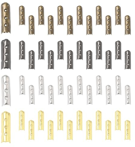 SOFPLATE 1 Caja de 200 Piezas de 4 Colores Hebillas Plateadas para Cordones de Zapatos Tapones de Metal para Cordones Cierres Abiertos de Repuesto de Aleación Pequeños Conectores de Clip para Zapatos