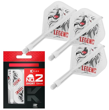 Target Japan K Flex Sistema de Plumas y Astillas para Dardos, No.2 | Paquete de 3 Kflex All In One Flight, Blanco Accesorios para Dardos Paul LIM | Varilla para Dardos K-Flex - Corto (19mm)