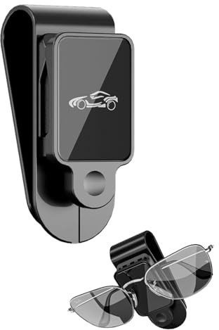 HUVZOR 1x Soporte para gafas para el parasol del coche,soporte para gafas de sol con clip para vehículos,accesorio universal para el parasol,soporte para gafas para coches,soporte para tickets(negro)
