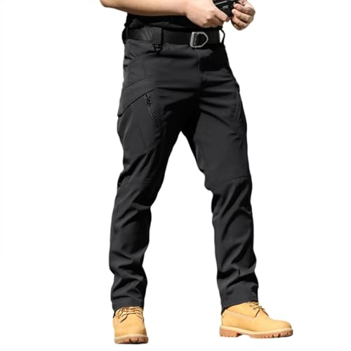Schnittschutzhose Herren Cargo Hosen Herren Baggy Taktische Hose Mit Multi Tasche Stretch Cargohose Arbeitshosen Männer Militär Kletterhosen Latzhose Work Pants Schwarz