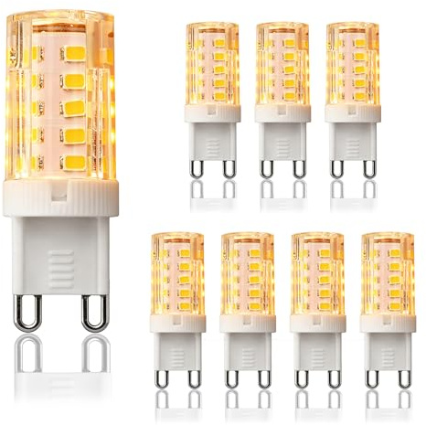 ZenithCove 8 Piezas Bombilla LED G9 5W, Blanco Cálido 2700K 250LM Equivalente a Halógeno de 30W Sin Estroboscópico Bombilla G9 LED para Araña de Cristal Plafón y Aplique No Regulable (2700K)