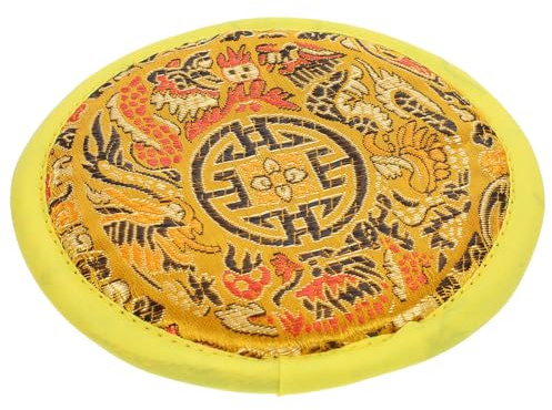 LIGHTAOTAO Cuscino per Ciotola Tibetana Cucito a Mano, Portatile e Semplice, Accessorio per Ciotola Sonora Buddhista Giallo