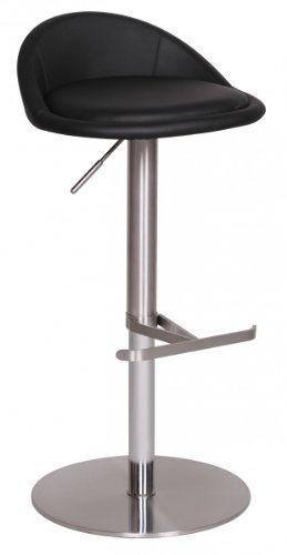 Wohnling Barhocker WL1.281 Schwarz Edelstahl höhenverstellbare Sitzhöhe 54-79 cm, Design Barstuhl mit Rückenlehne, Bistrohocker Barsitz Gepolstert, Thekenhocker 360° Drehbar, Tresenstuhl Modern