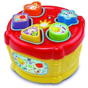 VTech-Baby Chimpón Tambor, Tambor Musical con 5 Piezas de Colores, versión ESP