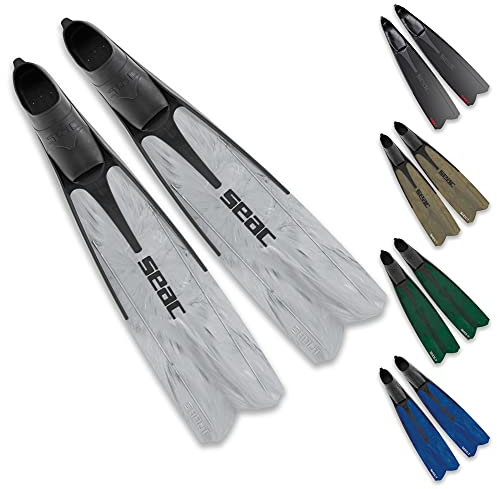 Seac Shout Camo, Lange Fußteilflossen für die Unterwasserjagd und zum Freitauchen Grau 39/40